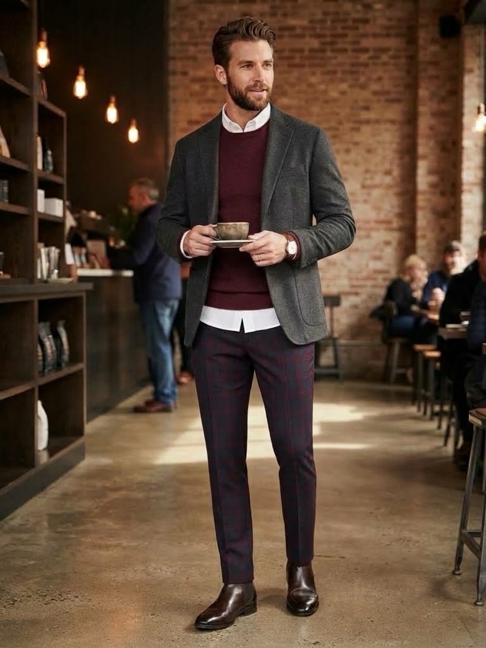 NWT Tommy Hilfiger Tate Burgundy Blue Plaid Dress Pants Sz 40x32 Business Preppy